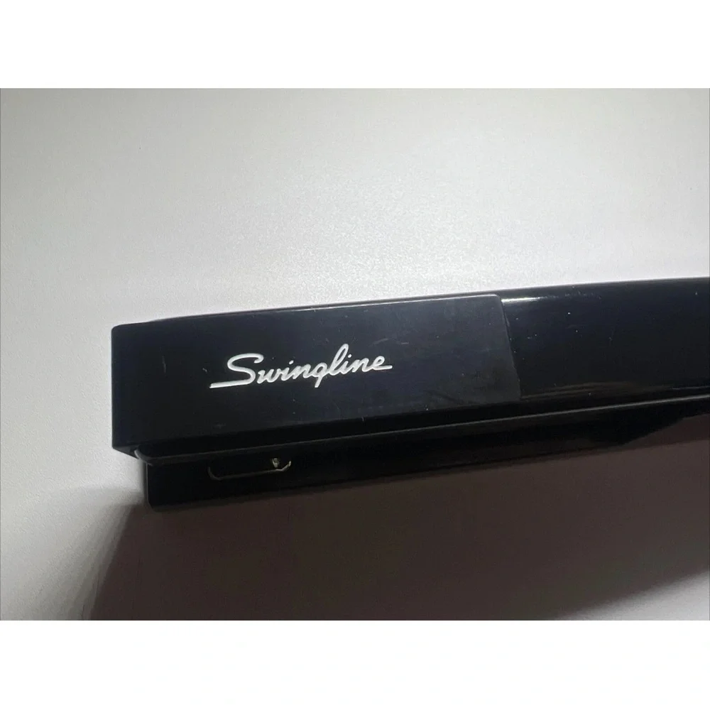7” EUC Vintage Swingline Desk Stapler Model 747 Heavy Metal Black Chrome Retro